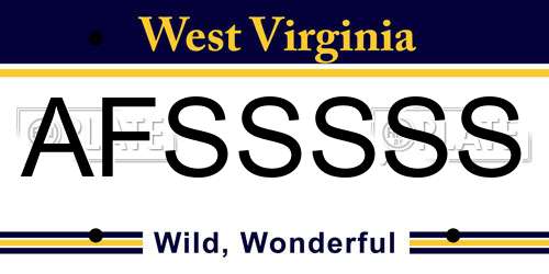 AFSSSSS West Virginia License Plate
