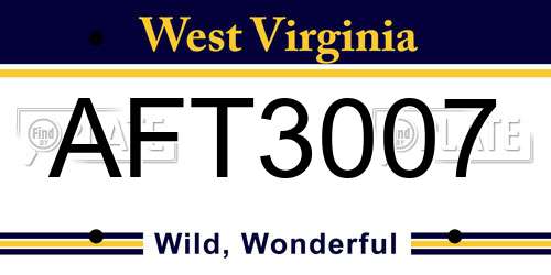 AFT3007 West Virginia License Plate