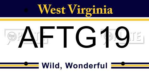 AFTG19 West Virginia License Plate