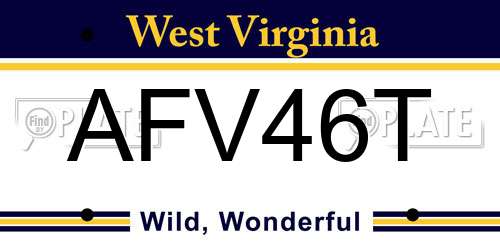 AFV46T West Virginia License Plate