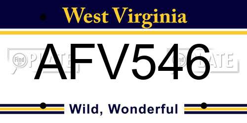 AFV546 West Virginia License Plate