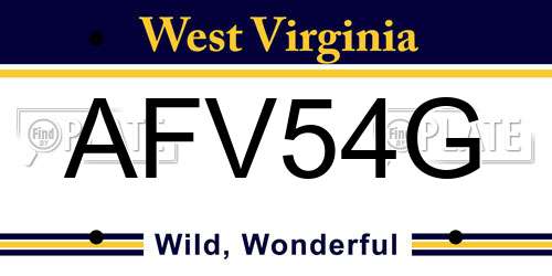 AFV54G West Virginia License Plate