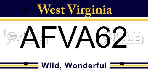 AFVA62 West Virginia License Plate