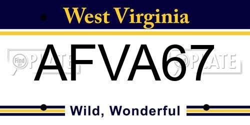 AFVA67 West Virginia License Plate