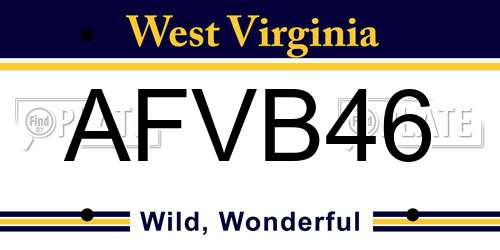 AFVB46 West Virginia License Plate