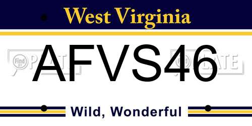 AFVS46 West Virginia License Plate