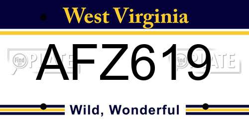 AFZ619 West Virginia License Plate