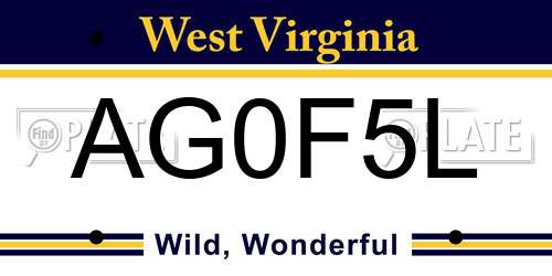 AG0F5L West Virginia License Plate