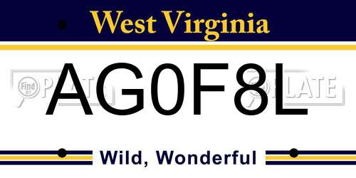 AG0F8L West Virginia License Plate