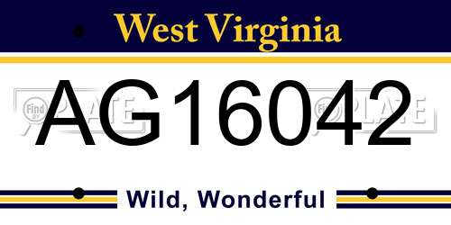 AG16042 West Virginia License Plate