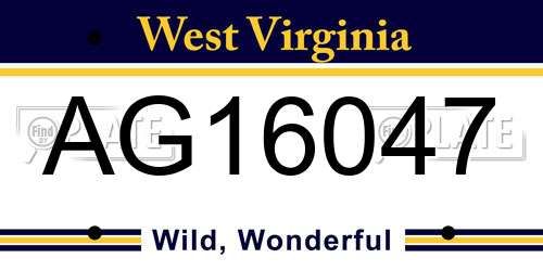 AG16047 West Virginia License Plate