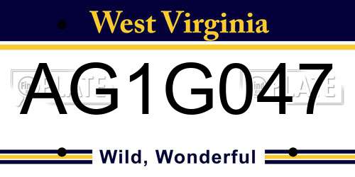 AG1G047 West Virginia License Plate
