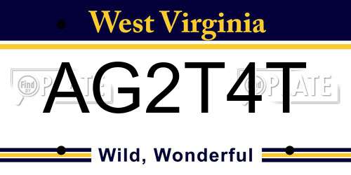 AG2T4T West Virginia License Plate