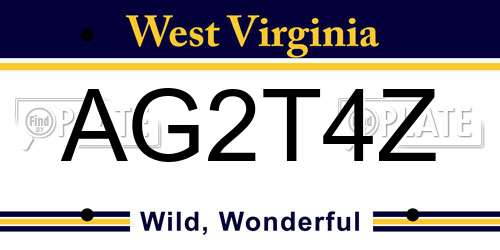 AG2T4Z West Virginia License Plate