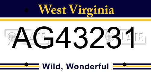 AG43231 West Virginia License Plate