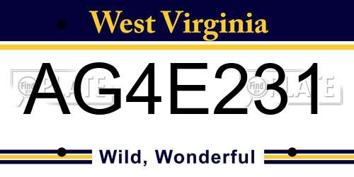 AG4E231 West Virginia License Plate
