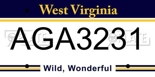 AGA3231 West Virginia License Plate