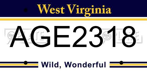 AGE2318 West Virginia License Plate