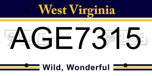 AGE7315 West Virginia License Plate