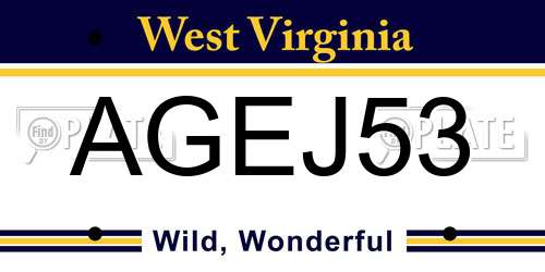 AGEJ53 West Virginia License Plate