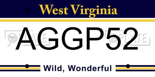 AGGP52 West Virginia License Plate