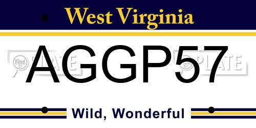 AGGP57 West Virginia License Plate