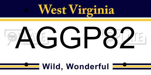 AGGP82 West Virginia License Plate