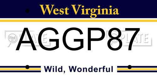 AGGP87 West Virginia License Plate