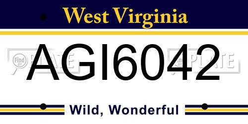 AGI6042 West Virginia License Plate