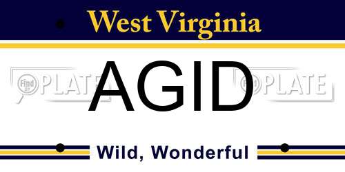 AGID West Virginia License Plate