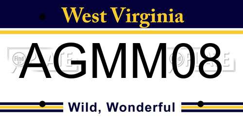 AGMM08 West Virginia License Plate