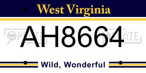 AH8664 West Virginia License Plate