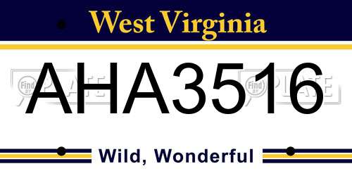 AHA3516 West Virginia License Plate