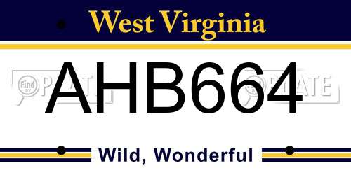 AHB664 West Virginia License Plate