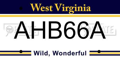AHB66A West Virginia License Plate