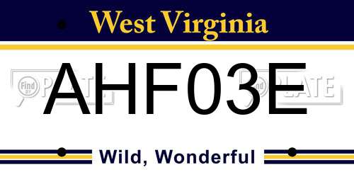 AHF03E West Virginia License Plate