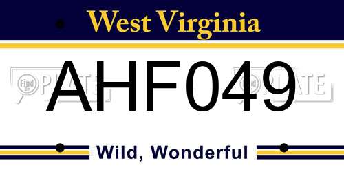 AHF049 West Virginia License Plate