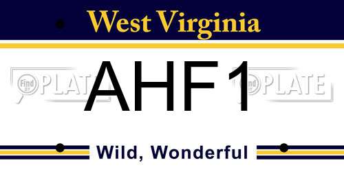 AHF1 West Virginia License Plate