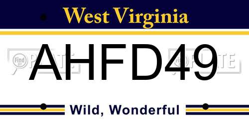 AHFD49 West Virginia License Plate