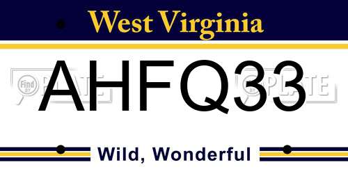 AHFQ33 West Virginia License Plate