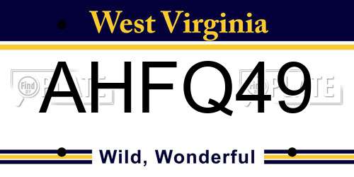 AHFQ49 West Virginia License Plate