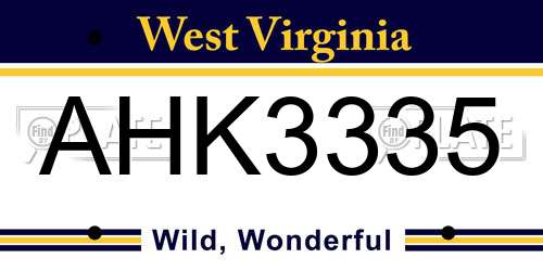 AHK3335 West Virginia License Plate