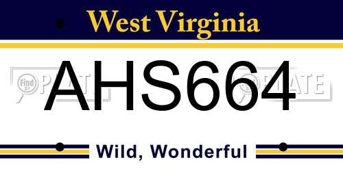 AHS664 West Virginia License Plate
