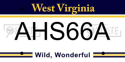 AHS66A West Virginia License Plate