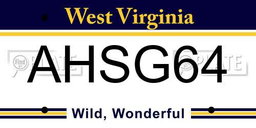 AHSG64 West Virginia License Plate