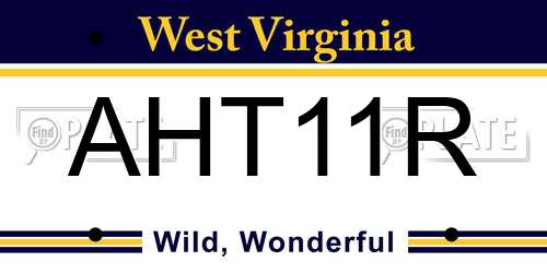 AHT11R West Virginia License Plate
