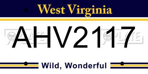 AHV2117 West Virginia License Plate