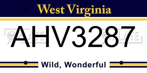 AHV3287 West Virginia License Plate