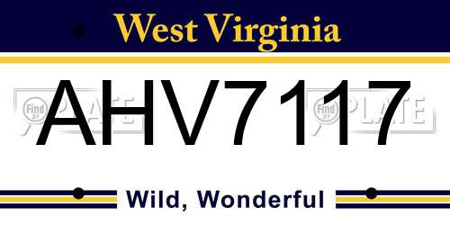 AHV7117 West Virginia License Plate