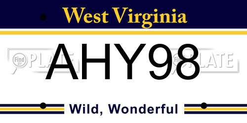 AHY98 West Virginia License Plate